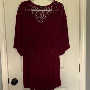 American Eagle Outfitters Maroon Lace Dress
